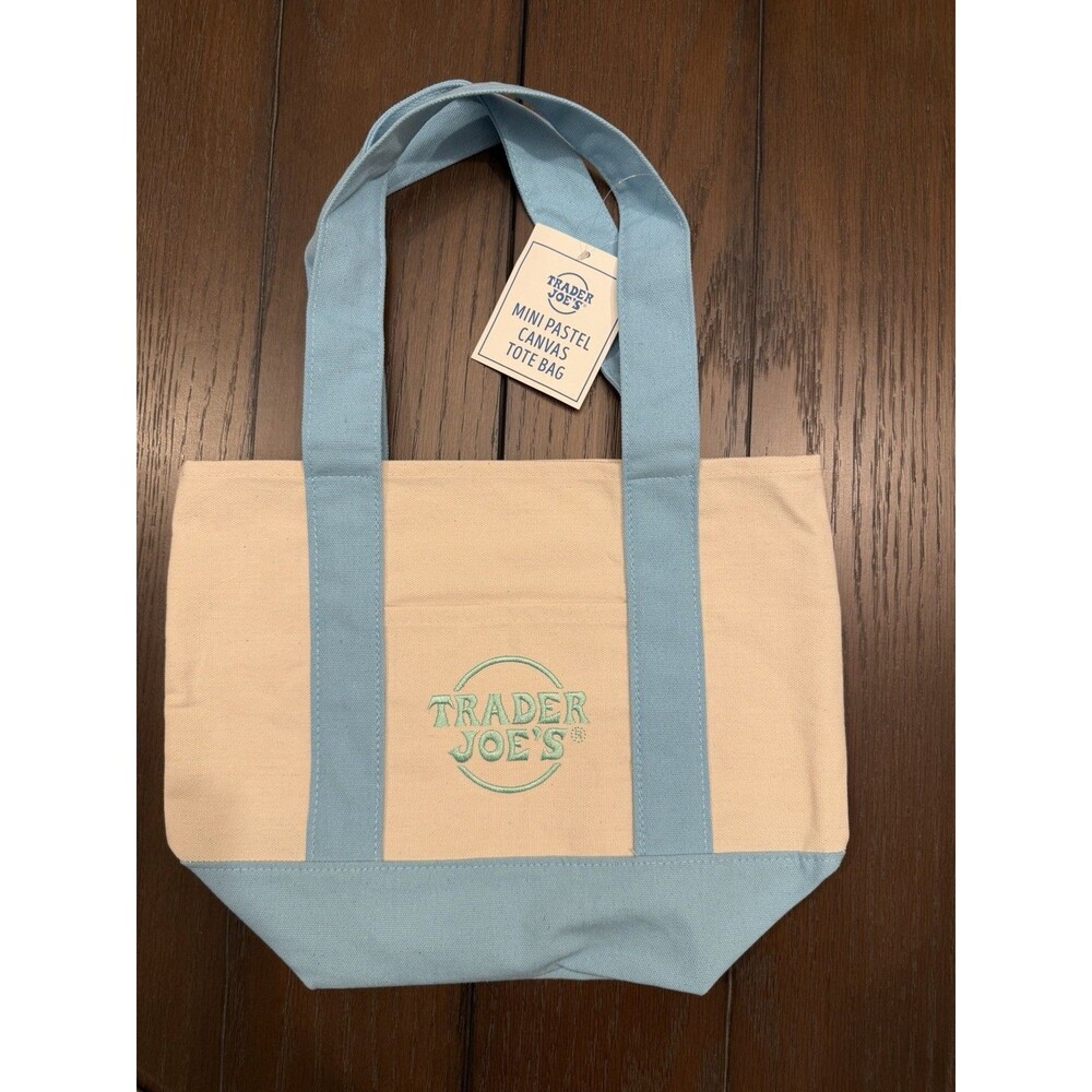 Trader Joe’s Mini Canvas Tote Bag – Limited Edition Pastel Blue NWT